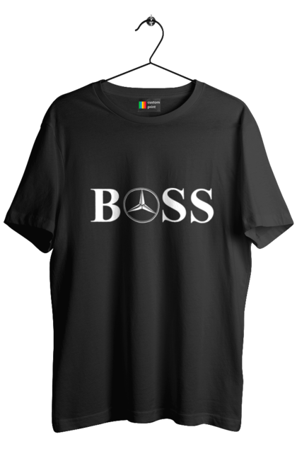 Футболка мужская с принтом Босс Мерседес. Бос, машины, мерседес. 2070702