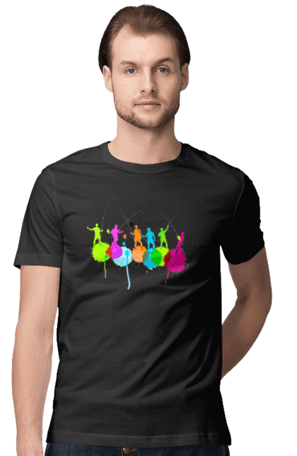 Футболка чоловіча з принтом "Яскрава рибалка". Вудки, рибалка, рибалки. 2070702