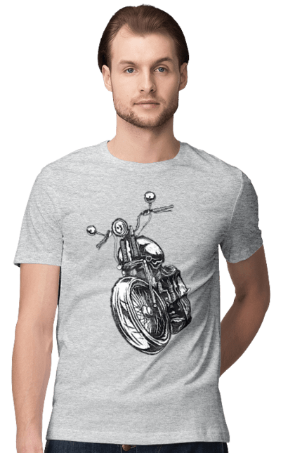 Футболка мужская с принтом Мотоцикл. Байк, винтаж, мото, ретро. 2070702