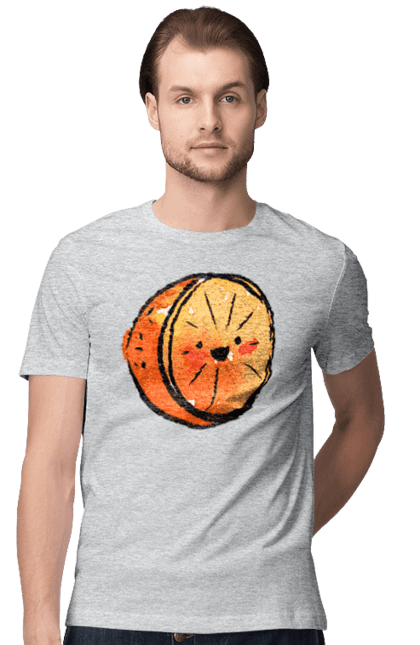 Men`s t-shirt with prints Cute orange. Expensive, orange, smiley, summer. 2070702
