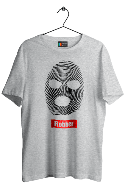 Футболка чоловіча з принтом "Відбиток Робер". Балаклава, відбиток, обличчя. 2070702