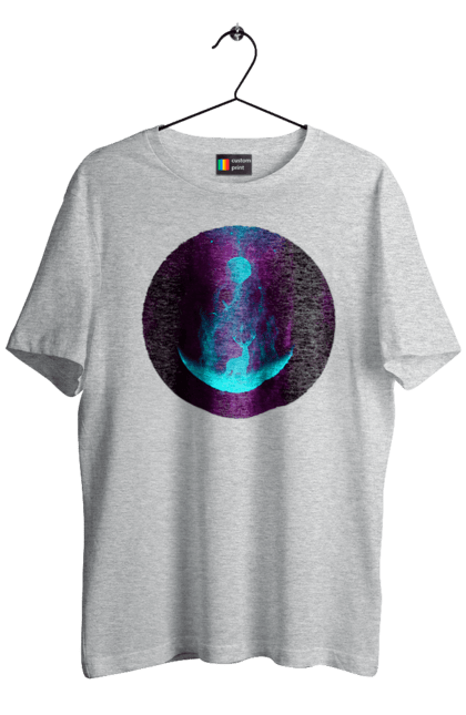 Футболка чоловіча з принтом "Олень Силует". Місяць, олень, рогам, силует, яскравий. 2070702