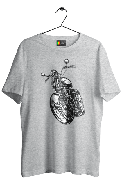 Футболка мужская с принтом Мотоцикл. Байк, винтаж, мото, ретро. 2070702