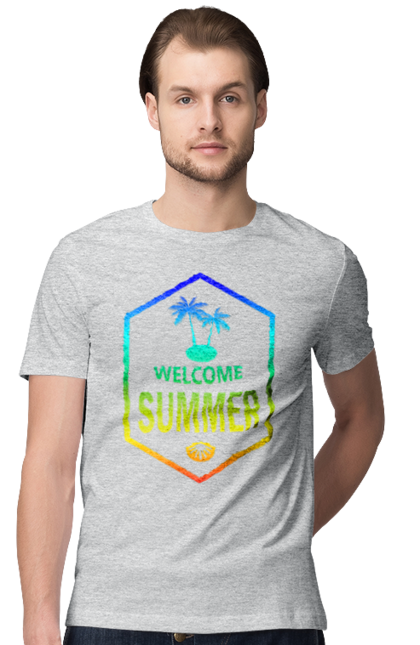 Men`s t-shirt with prints Hi summer 1. Gradient, hi, summer. 2070702