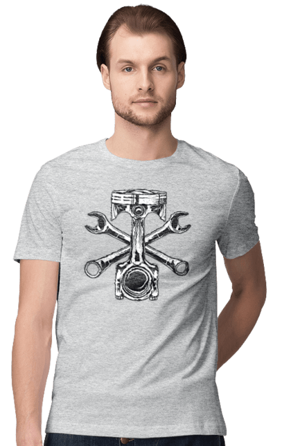 Футболка чоловіча з принтом "Мото запчастини". Вінтаж, запчастини, мото, ретро. 2070702