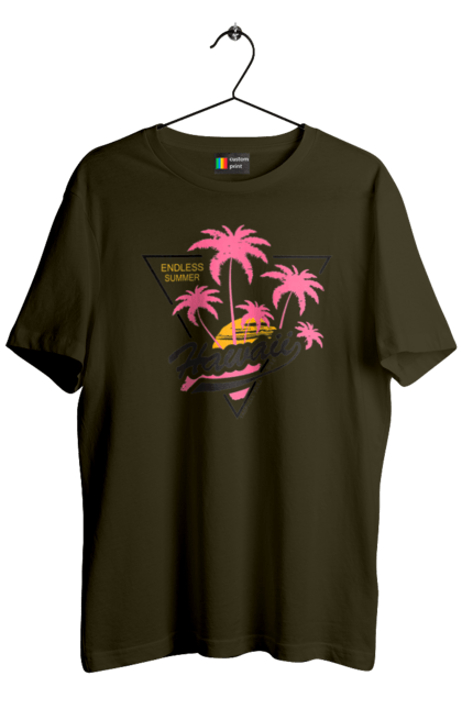 Футболка чоловіча з принтом "Гаваї". Гаваї, пальми, сонце. 2070702