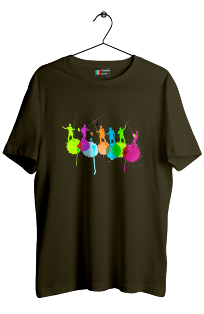 Футболка чоловіча з принтом "Яскрава рибалка". Вудки, рибалка, рибалки. 2070702