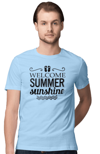 Футболка чоловіча з принтом "Привіт літні заходи". Вьетнамки, літо, сонце. 2070702