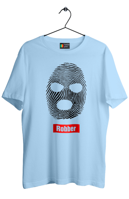 Футболка чоловіча з принтом "Відбиток Робер". Балаклава, відбиток, обличчя. 2070702