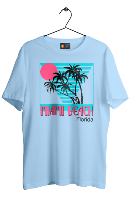 Футболка чоловіча з принтом "Майамі Пальми". Захід, майамі, пальми, флоріда. 2070702