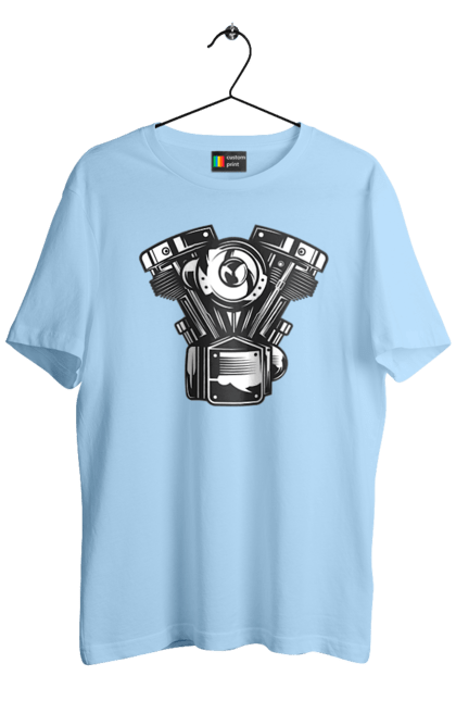 Men`s t-shirt with prints moto engine. Engine, moto, retro, vintage. 2070702