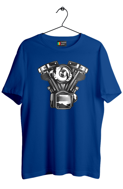 Men`s t-shirt with prints moto engine. Engine, moto, retro, vintage. 2070702