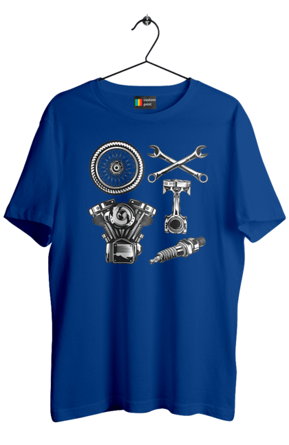 Футболка чоловіча з принтом "мото набір". Вінтаж, інструменти, мото, ретро. 2070702