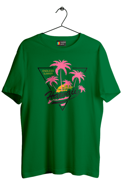 Футболка чоловіча з принтом "Гаваї". Гаваї, пальми, сонце. 2070702