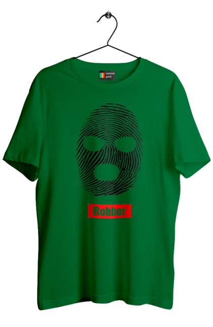 Футболка чоловіча з принтом "Відбиток Робер". Балаклава, відбиток, обличчя. 2070702