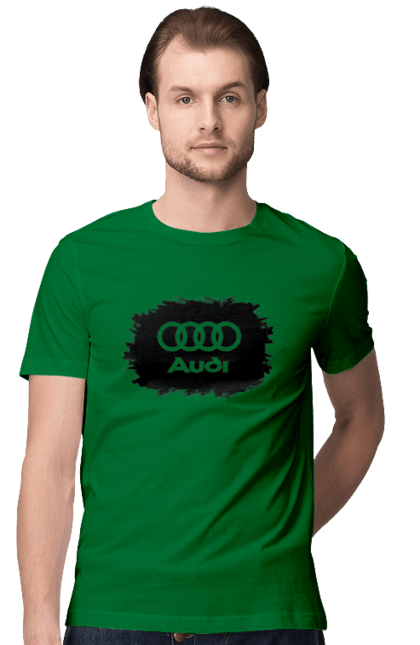 Men`s t-shirt with prints Audi black ravines. Audi, cars. 2070702