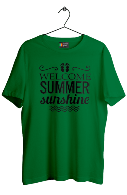 Футболка чоловіча з принтом "Привіт літні заходи". Вьетнамки, літо, сонце. 2070702