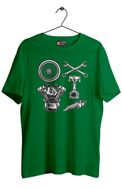 Футболка чоловіча з принтом "мото набір". Вінтаж, інструменти, мото, ретро. 2070702