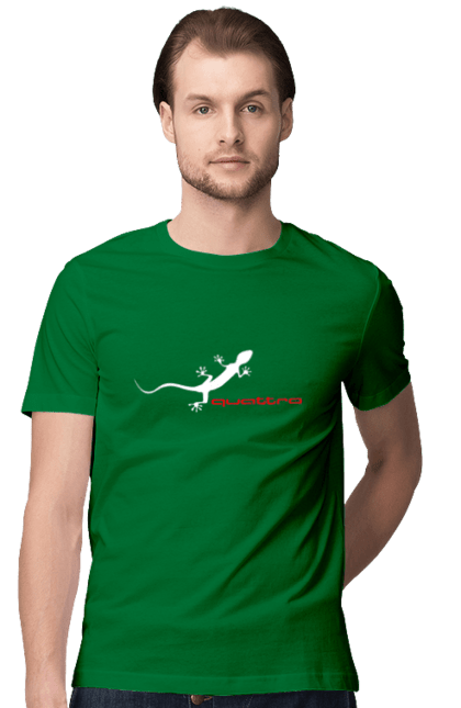 Футболка мужская с принтом Audi Quattro. Ауди, машины. 2070702