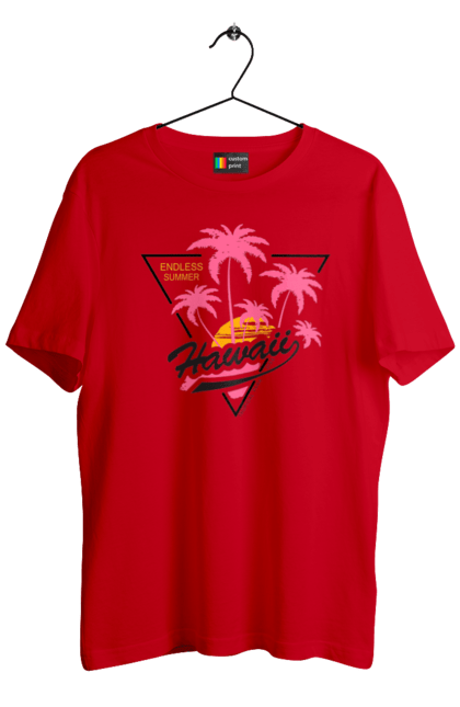 Футболка чоловіча з принтом "Гаваї". Гаваї, пальми, сонце. 2070702