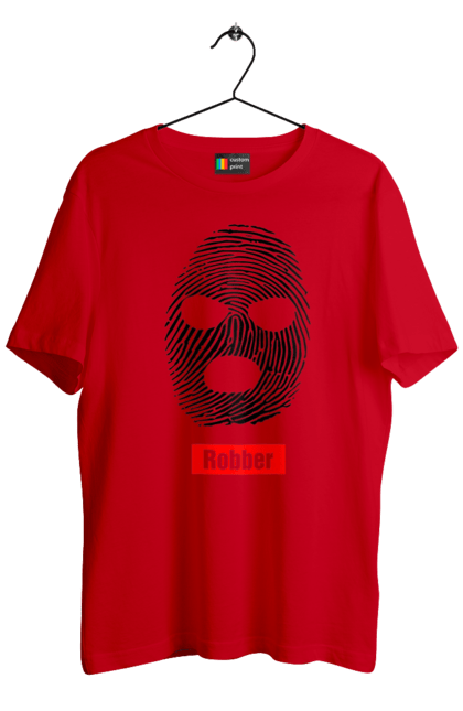 Футболка чоловіча з принтом "Відбиток Робер". Балаклава, відбиток, обличчя. 2070702