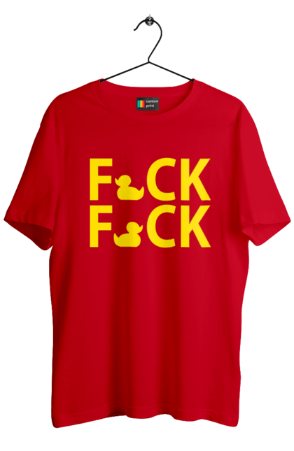 Футболка чоловіча з принтом "Дак Фак жовтий". Качечки, напис, прикол, фак фак. 2070702