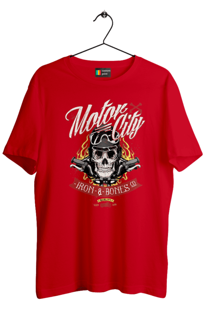 Футболка чоловіча з принтом "Мотор Сіті". Зброя, окуляри, череп. 2070702