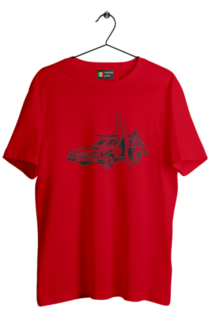 Men`s t-shirt with prints 06 Surf 2. Machine, retro, surfing, vintage. 2070702