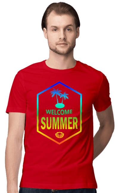 Men`s t-shirt with prints Hi summer 1. Gradient, hi, summer. 2070702