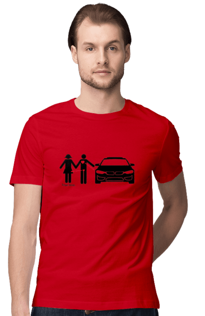 Футболка мужская с принтом Отношения БМВ. Бмв, машины, юмор. 2070702