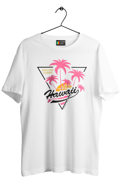 Футболка чоловіча з принтом "Гаваї". Гаваї, пальми, сонце. 2070702