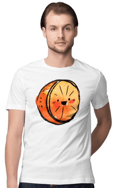 Футболка чоловіча з принтом "Милий апельсин". Апельсин, літо, любий, смайлик. 2070702