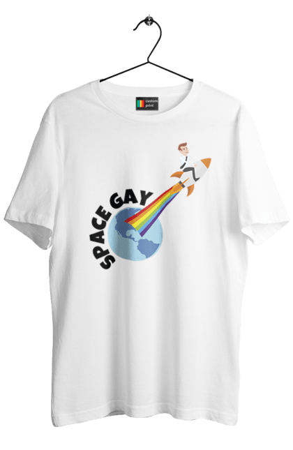 Футболка чоловіча з принтом "Space gay". Гей, лгбт, лесбіянка, прайд, ракета. futbolka.stylus.ua