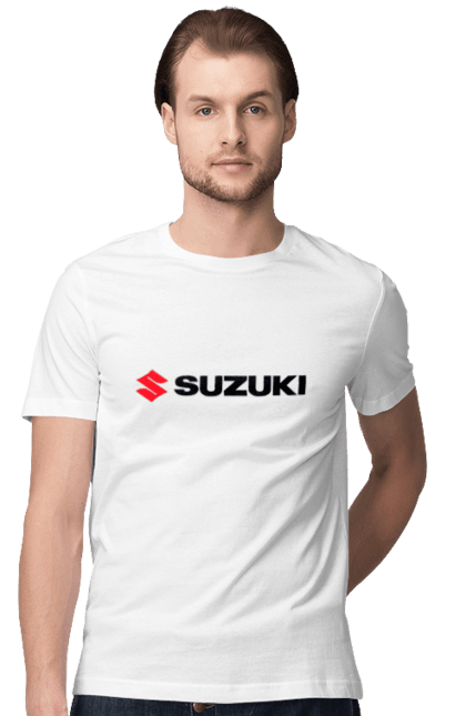 Men`s t-shirt with prints Suzuki logo. Auto, logo, machine, suzuki. 2070702