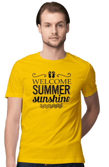 Футболка чоловіча з принтом "Привіт літні заходи". Вьетнамки, літо, сонце. 2070702