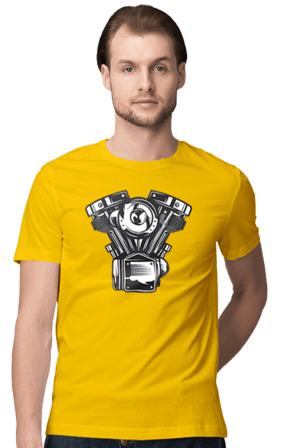 Men`s t-shirt with prints moto engine. Engine, moto, retro, vintage. 2070702