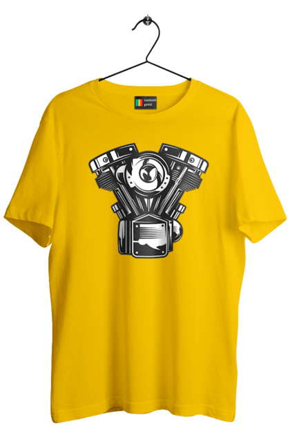 Men`s t-shirt with prints moto engine. Engine, moto, retro, vintage. 2070702