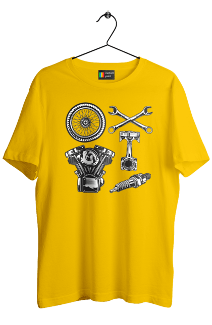 Футболка чоловіча з принтом "мото набір". Вінтаж, інструменти, мото, ретро. 2070702