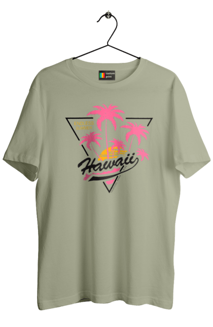 Футболка чоловіча з принтом "Гаваї". Гаваї, пальми, сонце. 2070702