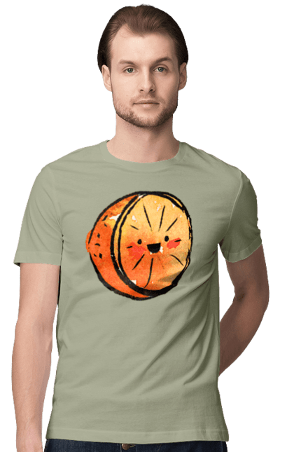Футболка чоловіча з принтом "Милий апельсин". Апельсин, літо, любий, смайлик. 2070702