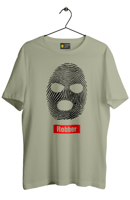 Футболка чоловіча з принтом "Відбиток Робер". Балаклава, відбиток, обличчя. 2070702