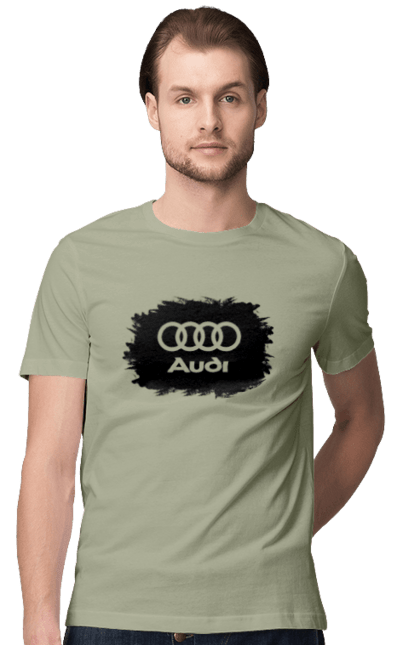 Men`s t-shirt with prints Audi black ravines. Audi, cars. 2070702