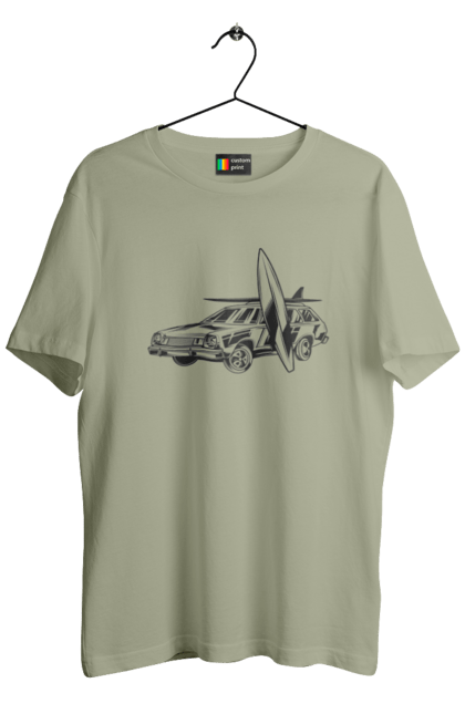 Men`s t-shirt with prints 06 Surf 2. Machine, retro, surfing, vintage. 2070702
