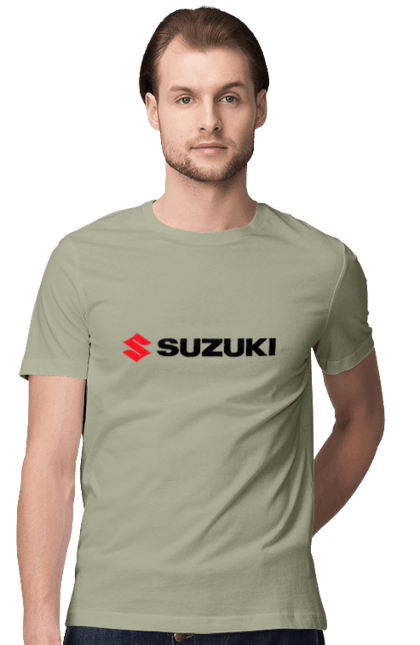 Men`s t-shirt with prints Suzuki logo. Auto, logo, machine, suzuki. 2070702