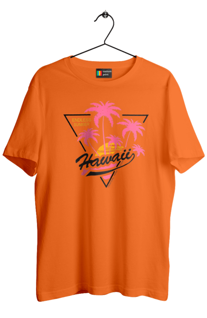 Футболка чоловіча з принтом "Гаваї". Гаваї, пальми, сонце. 2070702
