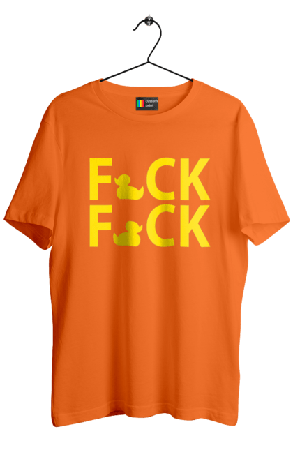 Футболка чоловіча з принтом "Дак Фак жовтий". Качечки, напис, прикол, фак фак. 2070702