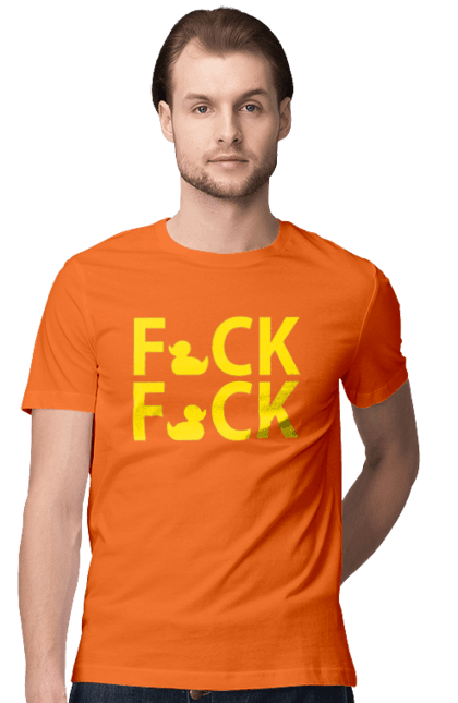 Футболка чоловіча з принтом "Дак Фак жовтий". Качечки, напис, прикол, фак фак. 2070702