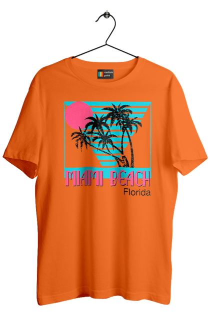 Футболка чоловіча з принтом "Майамі Пальми". Захід, майамі, пальми, флоріда. 2070702