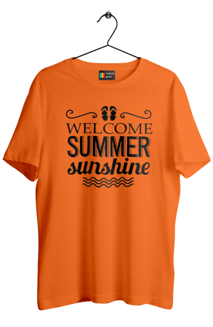 Футболка чоловіча з принтом "Привіт літні заходи". Вьетнамки, літо, сонце. 2070702