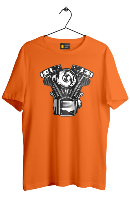 Men`s t-shirt with prints moto engine. Engine, moto, retro, vintage. 2070702